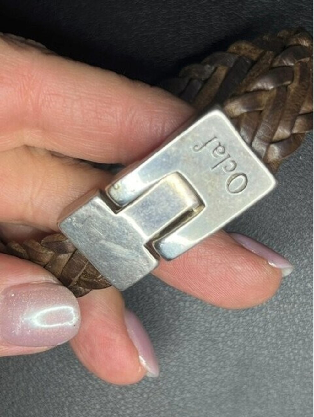 B7342 Oclaf Braided Leather Bracelet Brown Silver Tone Clasp Men's Fashion 8.5"